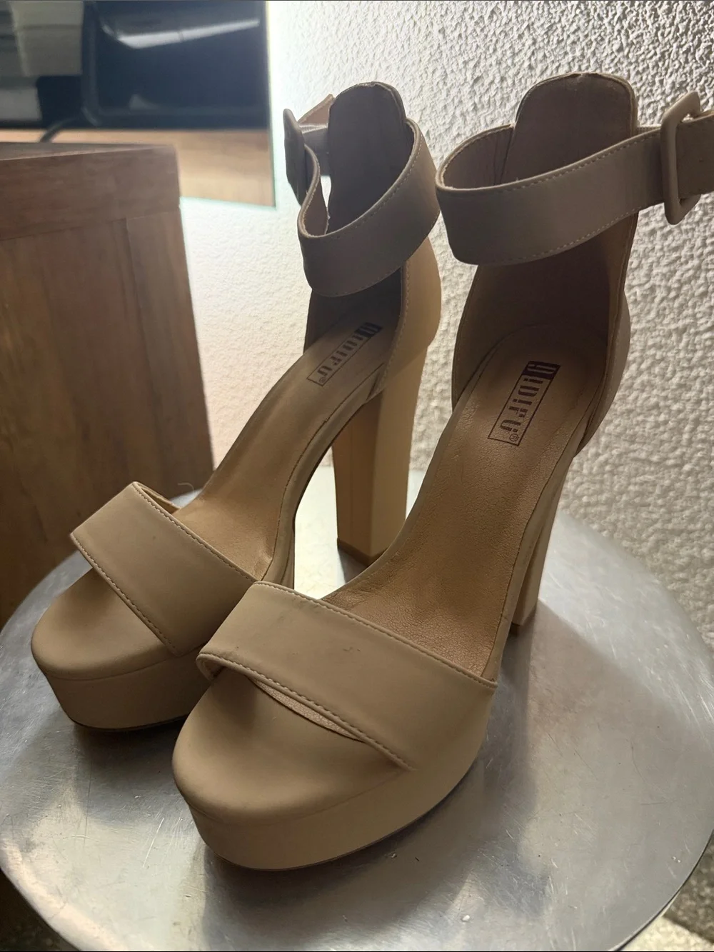 Platform Ankle-Strap High Heel Sandals - Nude